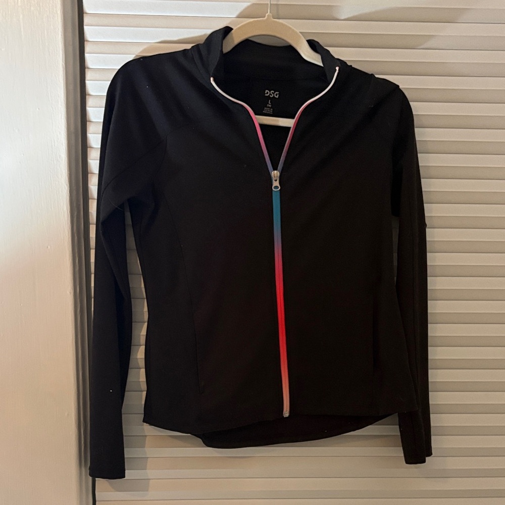 DSG Women's Black Hoodie with Gradient Zip